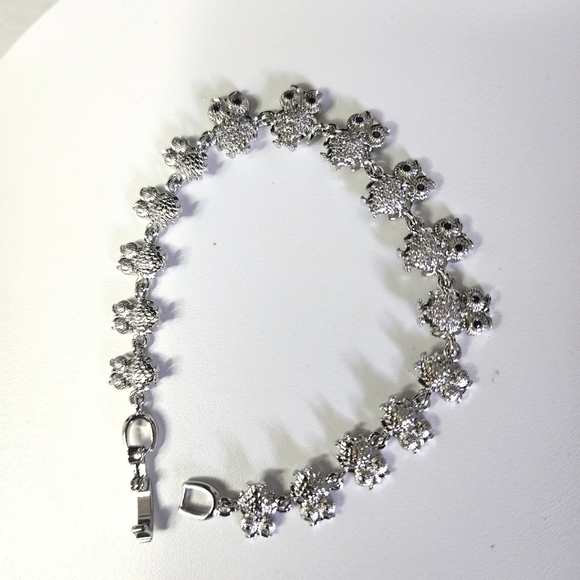Silver Owl Bracelet White Gold Filled New - Picture 1 of 8